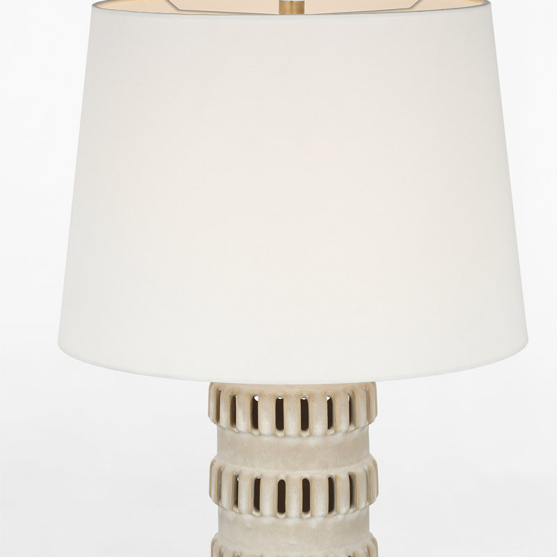 Chapman & Myers Mullin 31" Table Lamp in Dusted Stone with Linen Shade, Natural