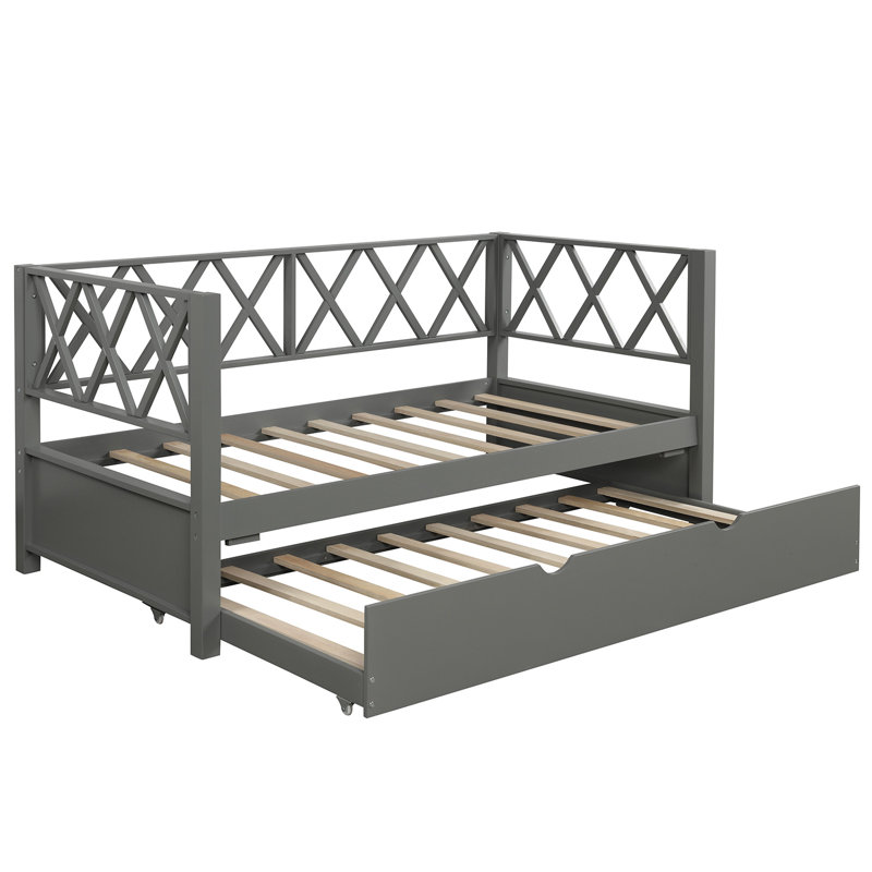 Lit de jour simple avec gigogne Addieville, Gris