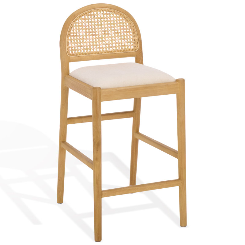 Laylie Rattan And Leather Counter Stool, Natura/Boucle