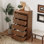 Commode cannelée à 5 tiroirs H 45,1 po x l 23,6 po, armoire de rangement à tiroir simple, rangement en bois