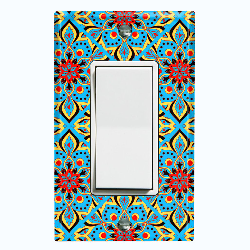 Plaque murale berçante bleue et rouge Mandala