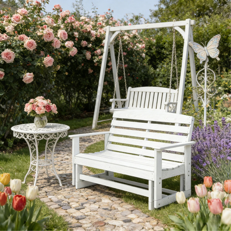 Double chaise berçante, banc oscillant attrayant, Blanc
