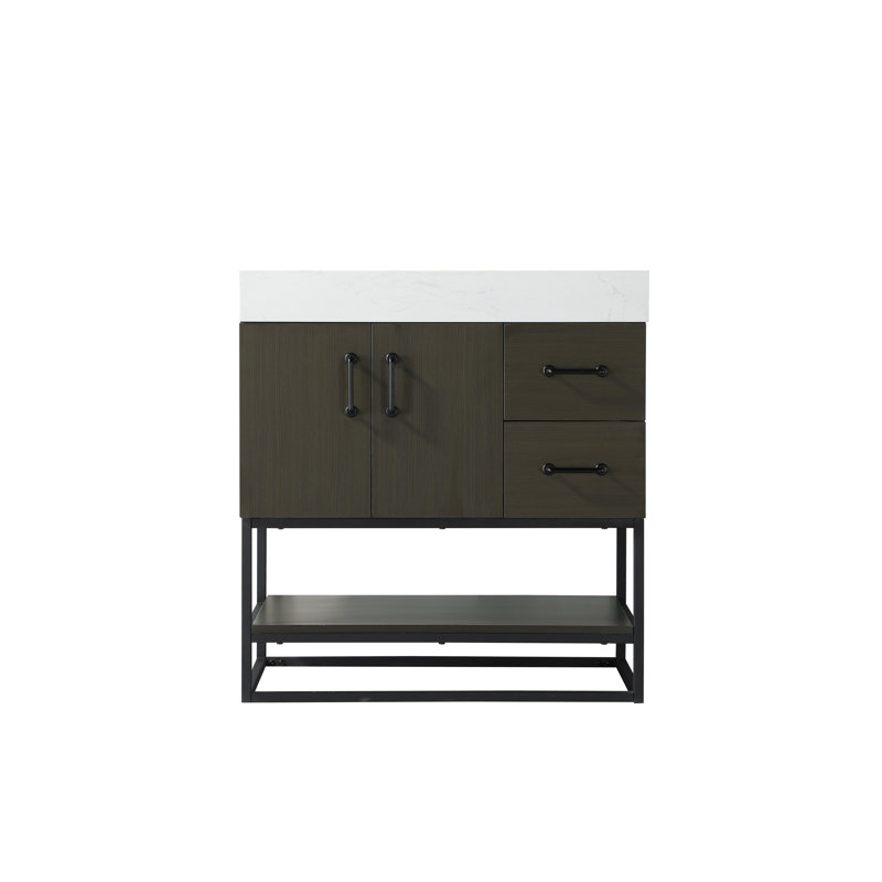 32 inch Single Bathroom Vanity, Mocha Brown