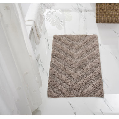 Branston 100% Cotton 1990 GSM Tufted Bath Rug with Non-Slip Backing, OEKO-TEX Certified, Machine Washable, Luxurious Chevron Pattern, Ultra Soft & Absorbent Bathroom Rug, 24" x 40" Rectangle, Beige