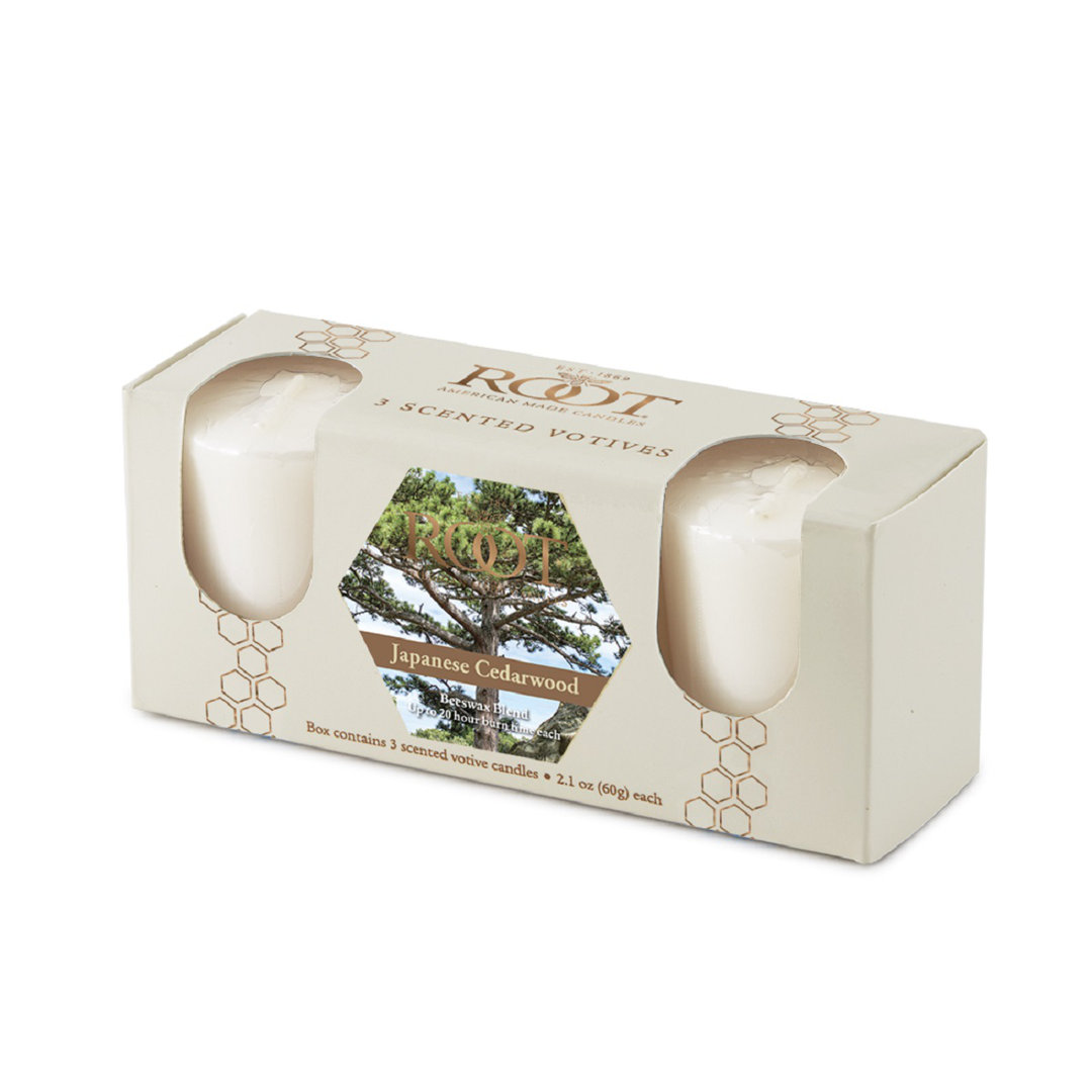 Japanese Cedarwood Scented Votive Candle (Set of 3) Root Candles