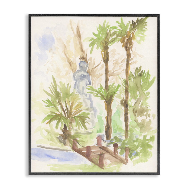  Bridge over River Abstract Black Framed Giclee Art by June Erica Vess, H 14 po x l 11 po, Giclée encadrée noir minuit
