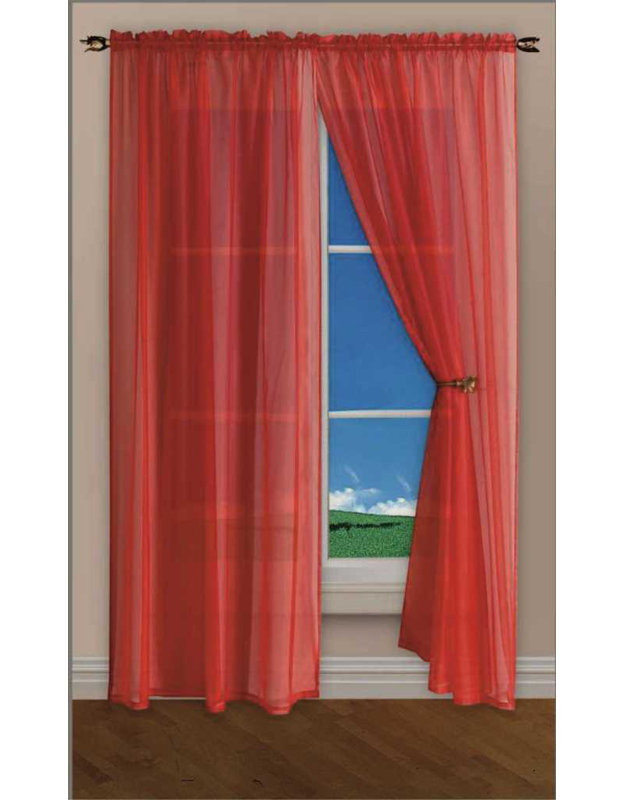 Kapellen Semi Sheer Curtain, 59cm Width x 54cm Drop, Red