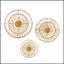 Ensemble de décoration murale ronde en fibre naturelle et miroir 3 pièces, parfait pour les décors bohémiens modernes et les options de présentation polyvalentes.