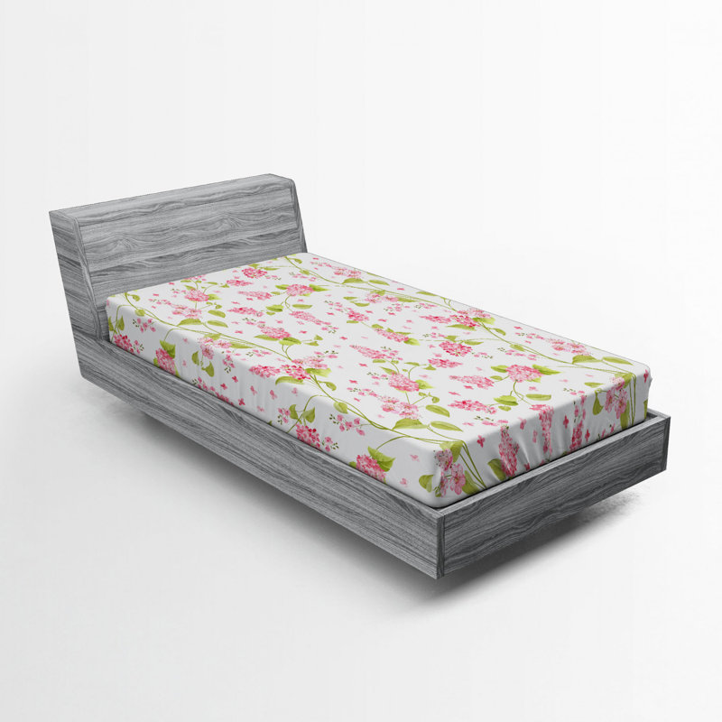 Microfiber Floral Fitted Sheet, Twin XL Fitted Sheet, Light Pink Floral 8