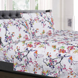 Botanical Printed Microfiber Floral Bed Sheet Set