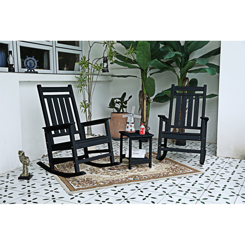 Ensemble de chaises berçantes 3 pièces, Black