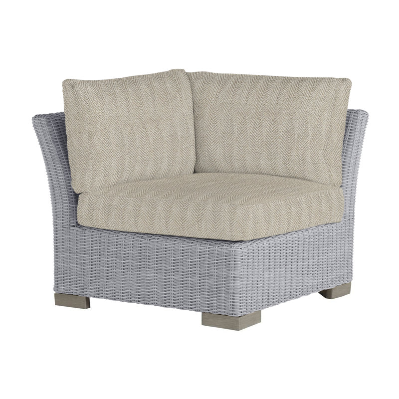 Club Woven Patio Lounge Chair with Cushions, Oyster, Herringbone Sand, No Welt