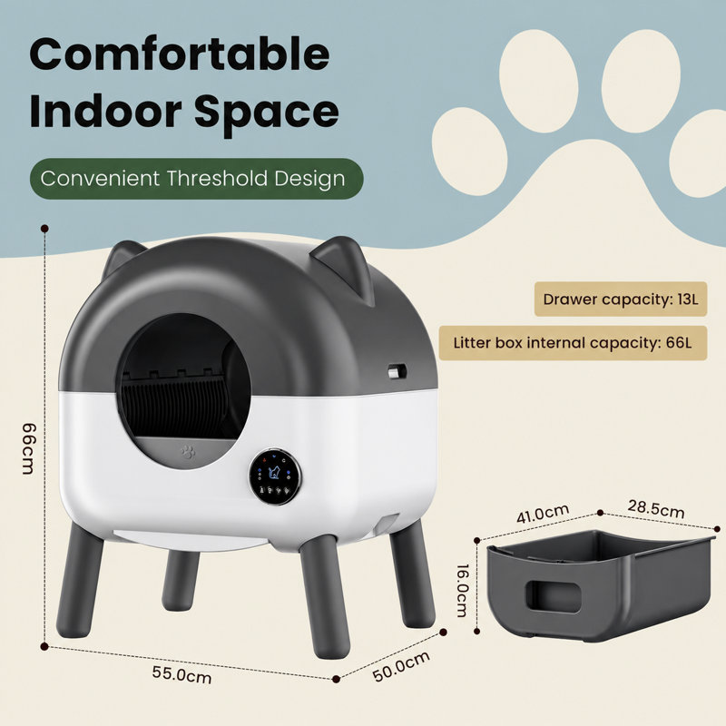 Plastic Self-Cleaning Litter Box, Dark Gray
