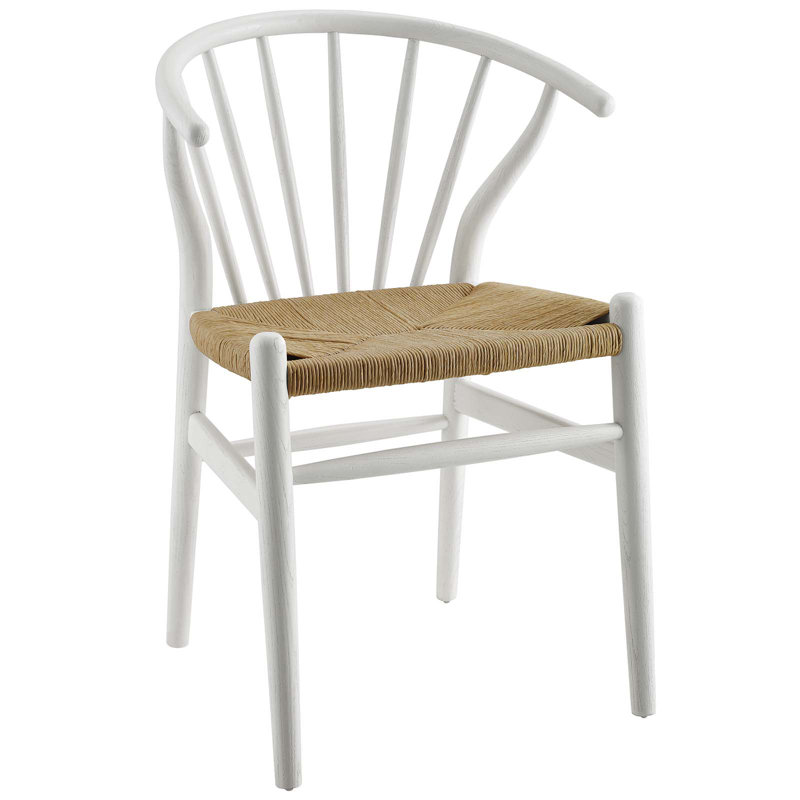 Modway Flourish Spindle Wood Dining Side Chair, White, 2