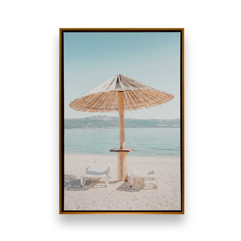 Beach Day Escape Canvas Print, Polished Gold Floater Framed, 36.75" H x 24.75" W x 1.75" D