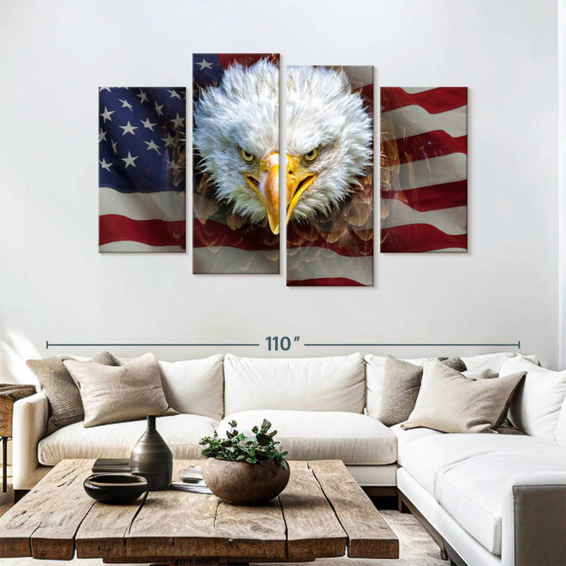 Bald Eagle On US Flag, 54" H x 84" W
