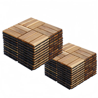 Carreaux de terrasse en bois à motif écossais 12 po x 12 po intérieur et extérieur, 20 pièces
