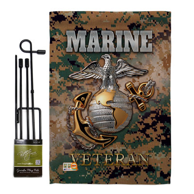 Drapeau de jardin décoratif en métal us marine vétéran-impressions gs108424-bo