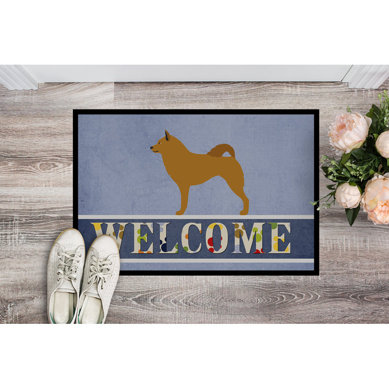 Tapis de porte d’extérieur anti-dérapant finlandais spitz welcome, Rectangulaire : 18 po x 27 po