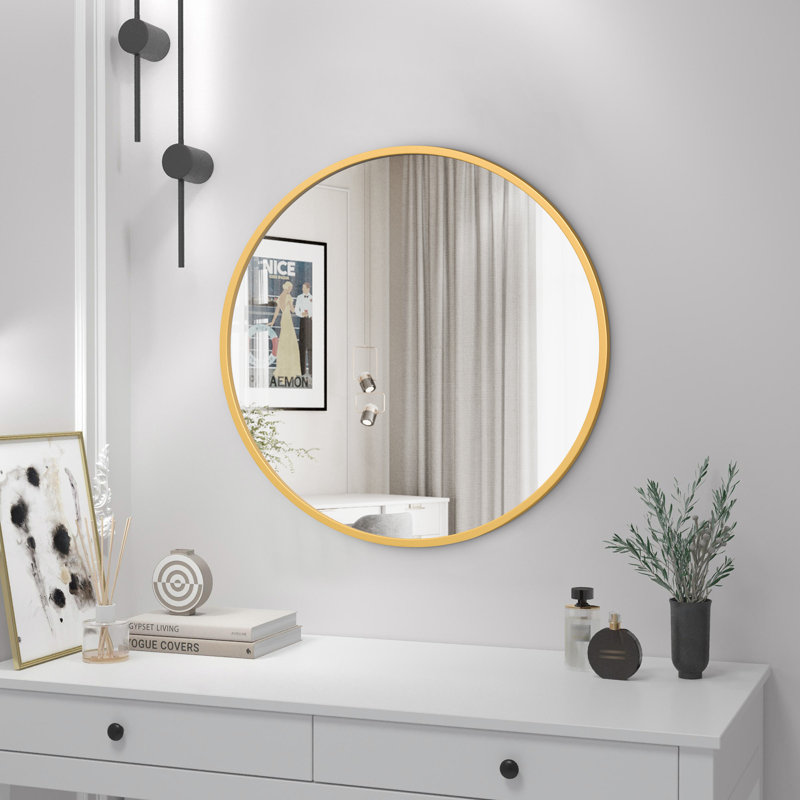 Miroir d'appoint mural Eren, Or, 18 po x 18 po