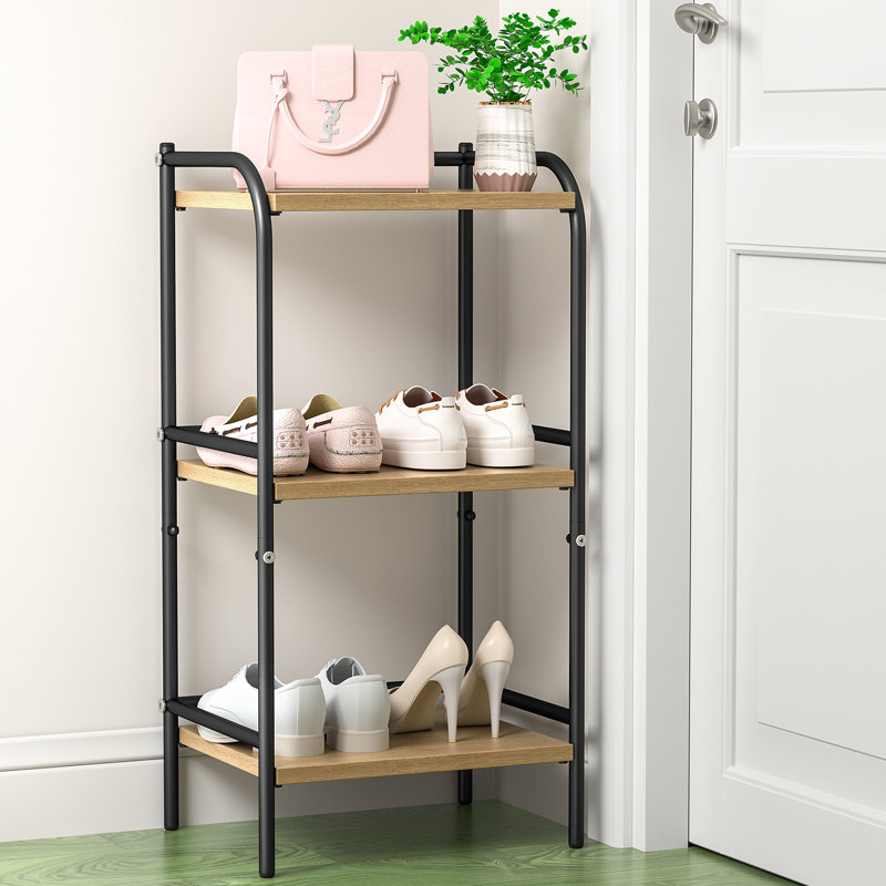 Vebreda 3-Tier Industrial Bookshelf, Rustic Wood and Metal Bookcase