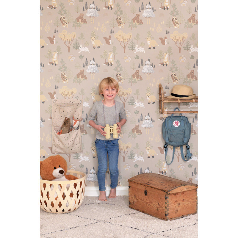 Papier peint beige forêt foncé foncé