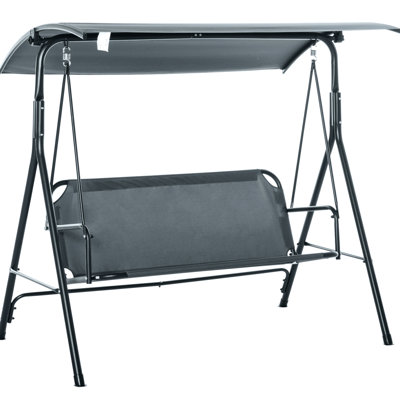 Outdoor 3 Swing, Steel Construction, Adjustable Canopy For Weather Resistance, Gray, Comfortable Chair Patio Porch Frame, Sun Protection And Enjoyment, Seating