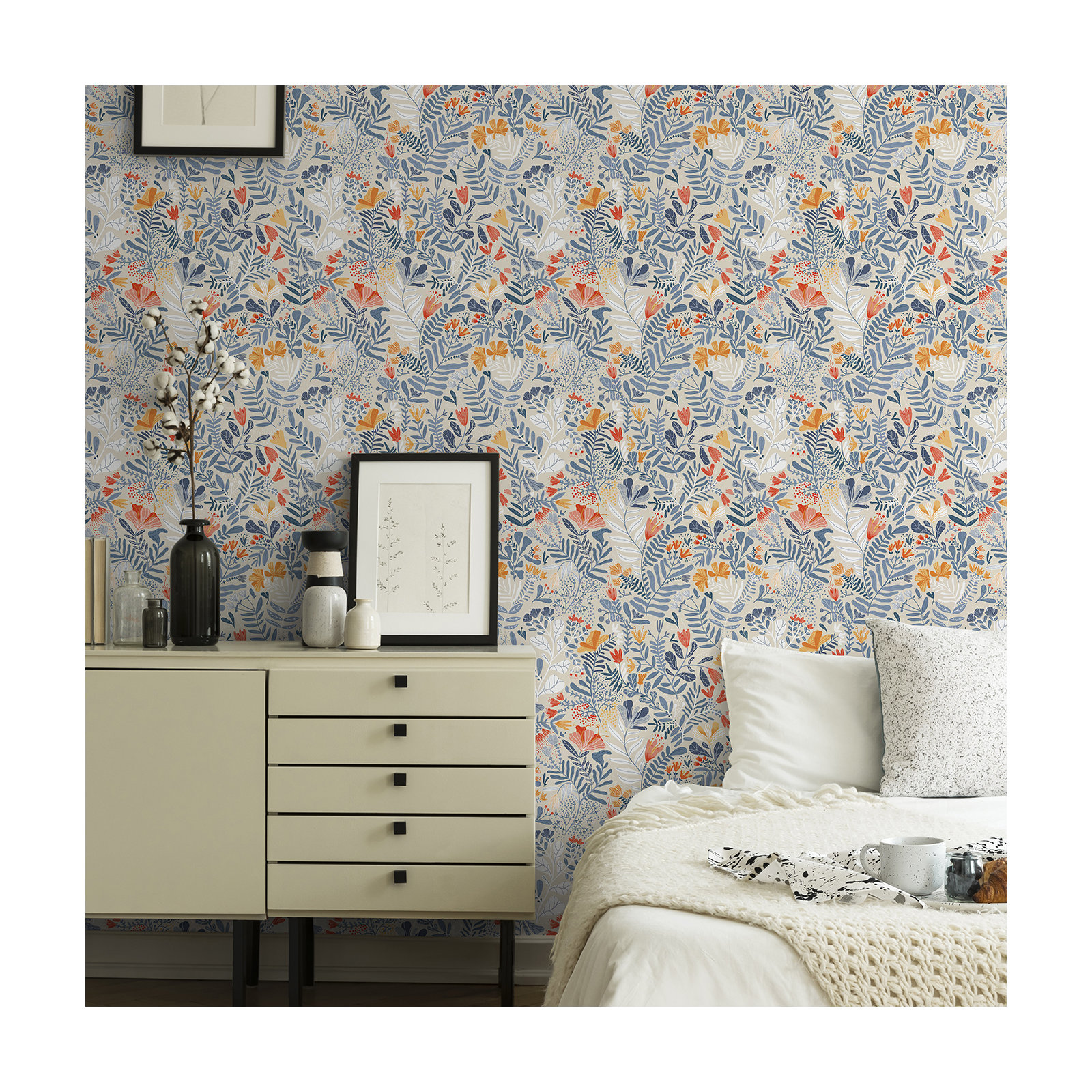 Ackworth Floral Roll, Light Blue