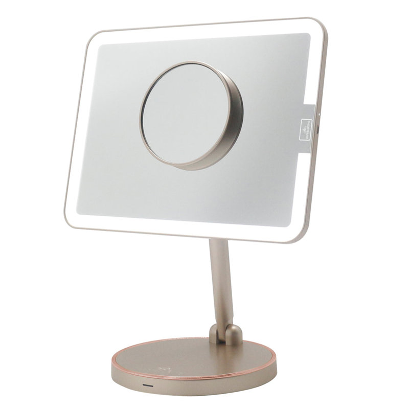 Royale Petit Makeup Mirror with Qi Wireless Charging Pad and Micro USB Cable LED light Strip