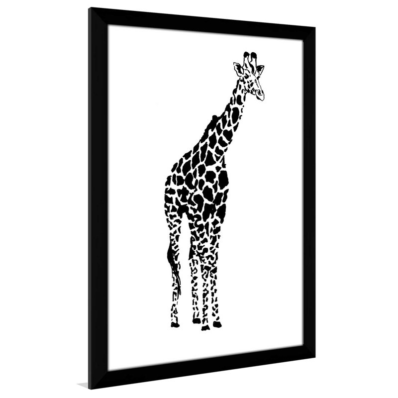«Giraffe», reproduction d'aquarelle sur toile, H 49,5 po x l 33,5 po x P 1 po, Cadre noir