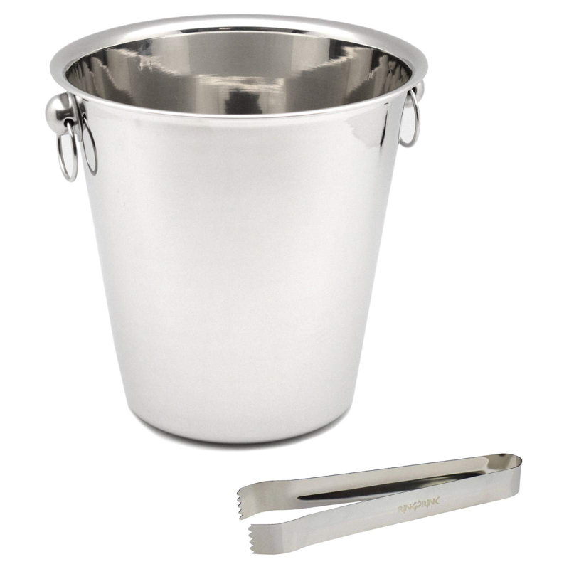 Rink Drink Stainless Steel Ice Bucket & Tongs Set