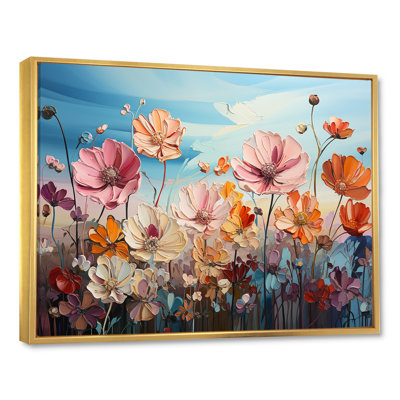 Reproduction d'art sur toile, "Zinnias" rose et blanc