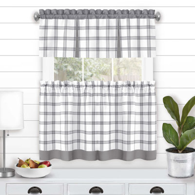 Plaid Tailored Kitchen Curtain