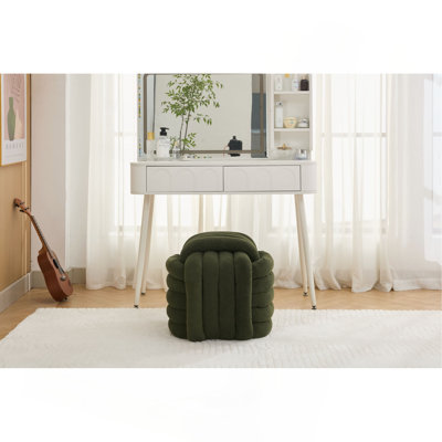 060-Chenille, tissu, tabouret, tabouret, maquillage, tabouret, repose-pieds, siège confortable et élégant pour le salon, la chambre à coucher (SEULEMENT OTTOMAN)