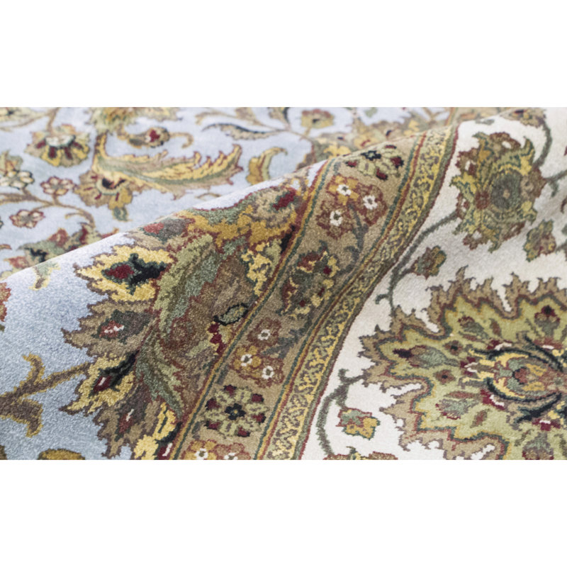 Trinity Wool Oriental Area Rug in Light Blue/Ivory/Brown, Rectangle 10'1" x 14'5"