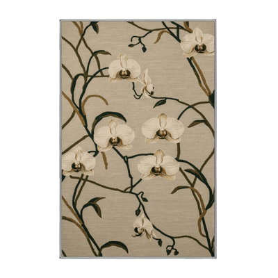 Tapis botanique brun lavable à la machine