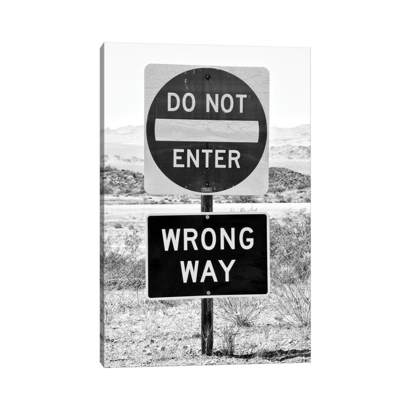 Black California Series - Wrong Way - Wrapped Canvas Print, 20.32 cm H x 30.48 cm W
