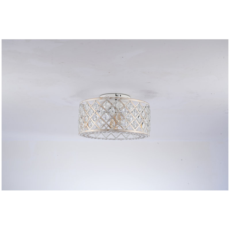 Ventilateur de plafond en cristal 19,6 po avec ensemble d'éclairage, ventilateur de lustre encastré en or et blanc avec télécommande, moteur à courant continu réversible pour chambre à coucher