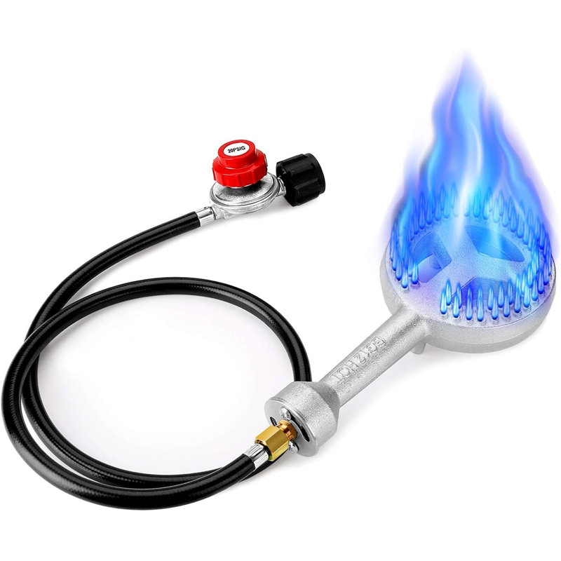 Tête de brûleur en fonte à haute pression, régulateur de 0 à 20 psi, tuyau de 4,1 pi et raccords en laiton pour barbecue, brassage, cuisine extérieure