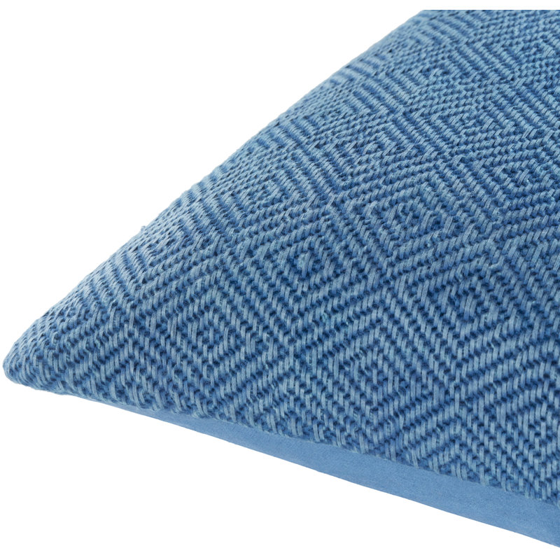 Geometric Cotton Pillow Cover, 18" x 18", Down, Bright Blue/Sky Blue