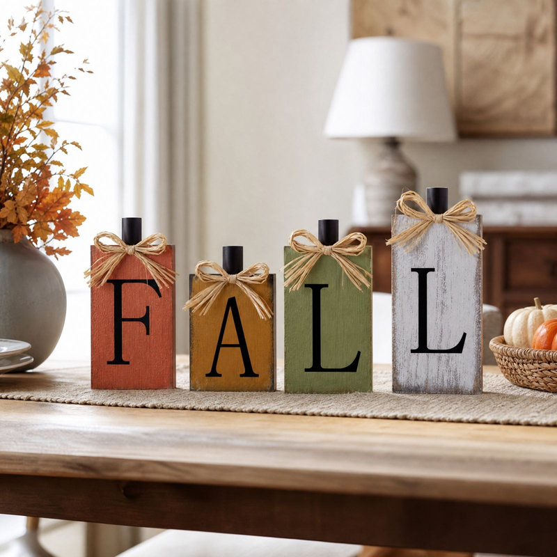 Décoration d'automne, panneau de table en bois, décoration de l'Action de grâce