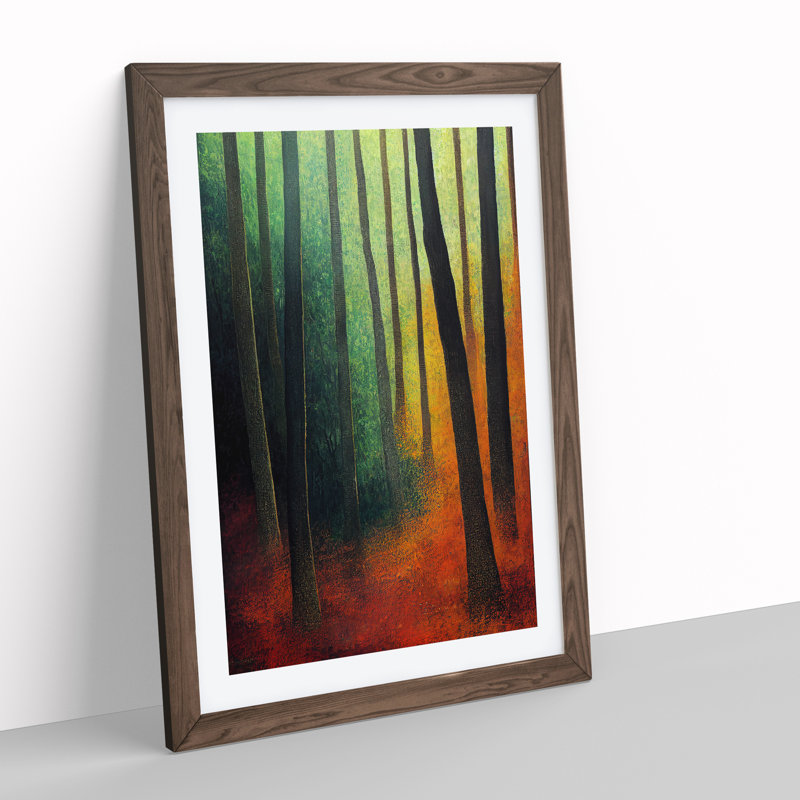 Colourful Forest No.1 - Wall Art, 66cm H x 48cm W x 2cm D, Walnut Framed, White