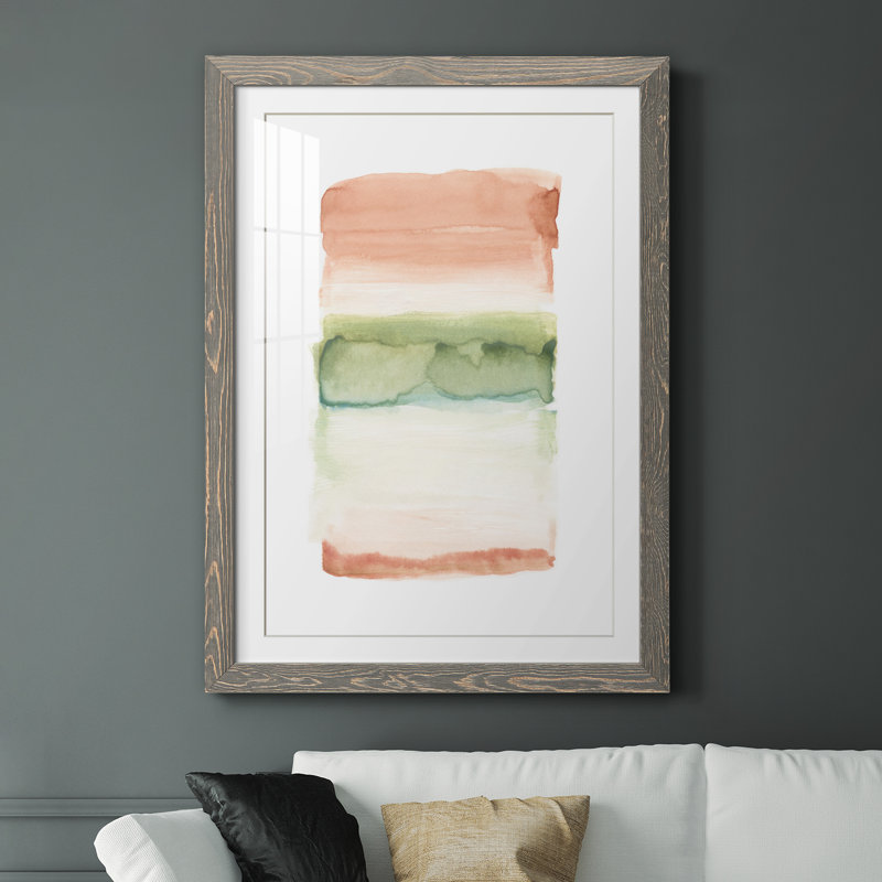 Skye II - Peinture encadrée sur papier, Cadre en papier gris, H 44 po x l 31 po x P 1 po