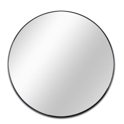 20 Inch Metal Round Bathroom Mirror With Shatterproof Film And Easy Installation,  For Modern Decor