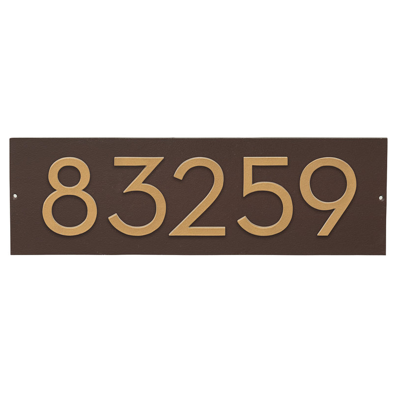 Plaque d'adresse horizontale flottante 4 po (5 chiffres), Bronze romain, Or