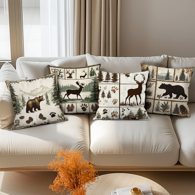 4 Pcs Animals Pattern Decorative Pillow Covers