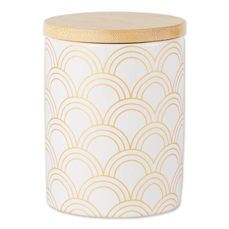 Ceramic / Porcelain Canister - Set of 3, White/Gold