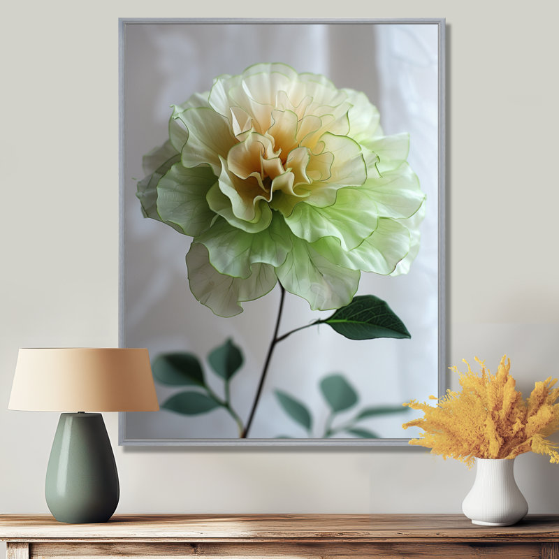 Blanc, blanc, jardin, glamour, souci, photo, souci, art mural, salon, Cadre argenté flottant, bois massif, H 12 po x l 20 po