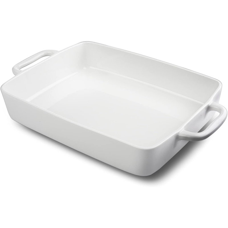 9 X13 Baking Dish Ceramic Lasagna Pan For Oven, Large Bakeware Tray Rectangular Casserole Dishes With Double Handle For Cooking And Daily Use -White
