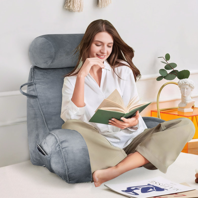 Velvet Backrest Pillow, Gray